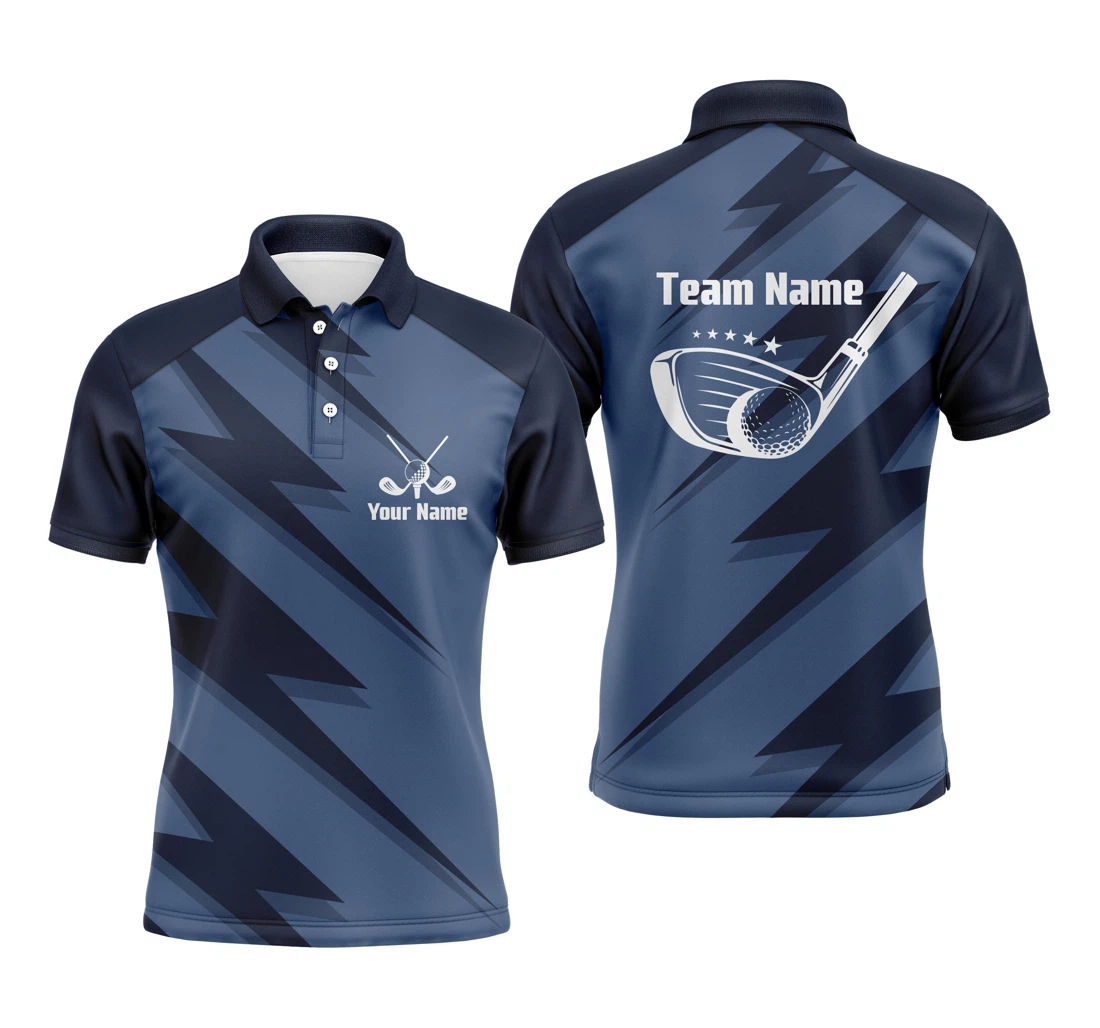 Mens Golf Blue Lightning Custom Name And Team Name Golf Golfing Gifts Nqs4305 - Polo Shirt