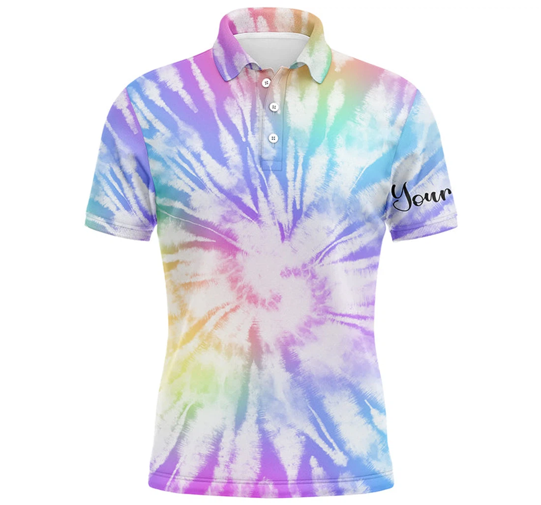 Mens Golf Watercolor Tie Dye Background Custom Name Golf Golfing Gift Nqs4070 - Polo Shirt