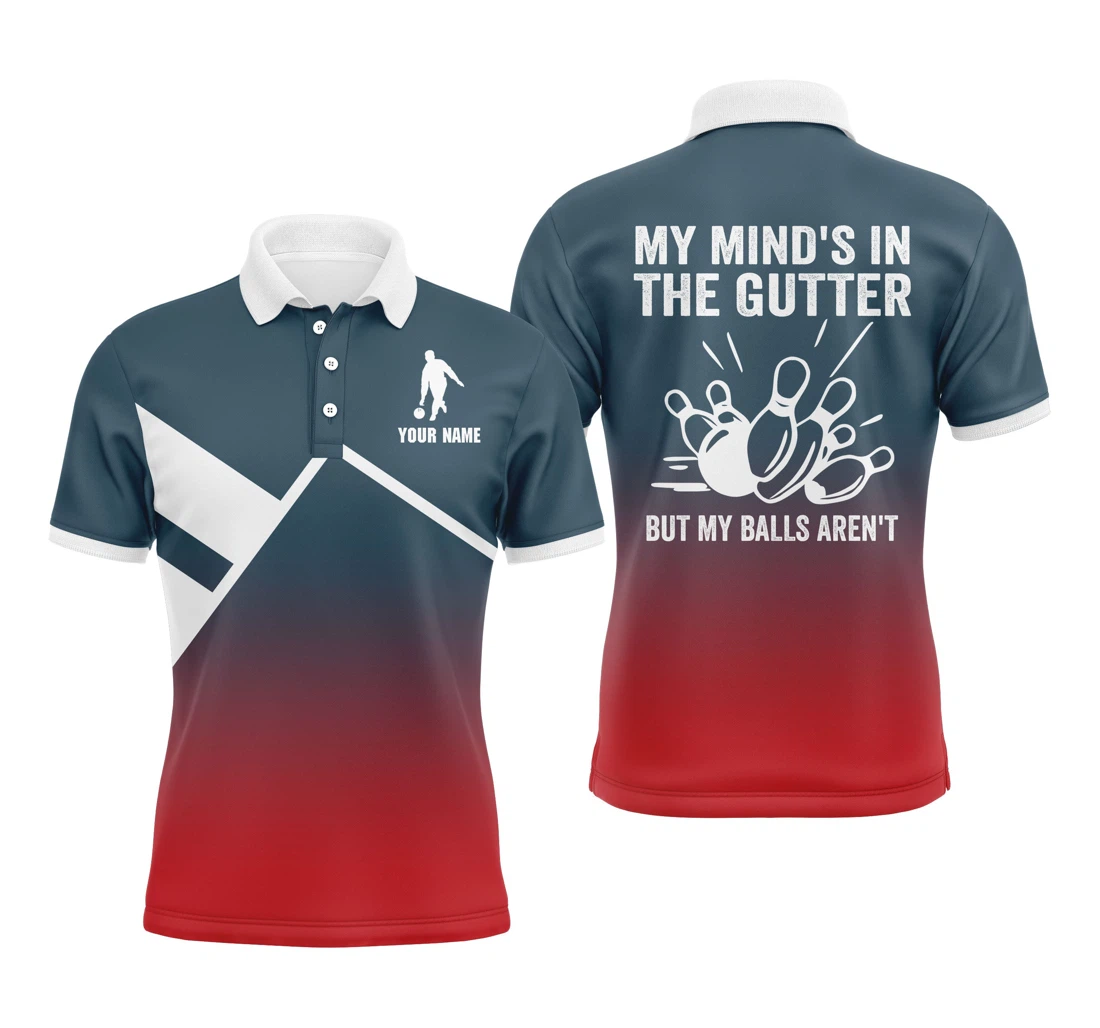 Funny Bowling Personalized My Mind's In The Gutter Bowlers Jersey Sleeves Nbp27 - Polo Shirt