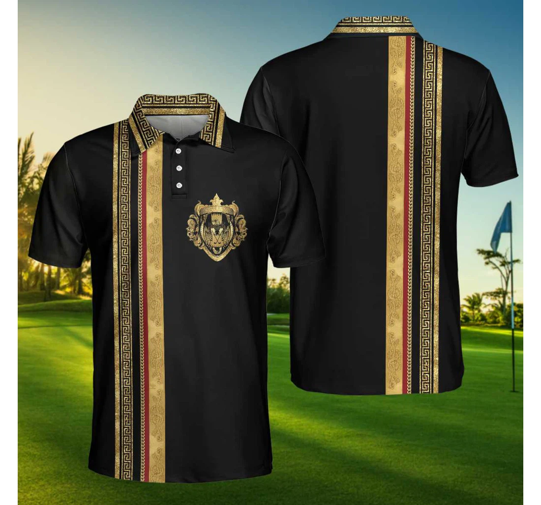 Personalized Luxury Baroque Pattern Golf Golden Greek Key Pattern Best Golf For - Polo Shirt