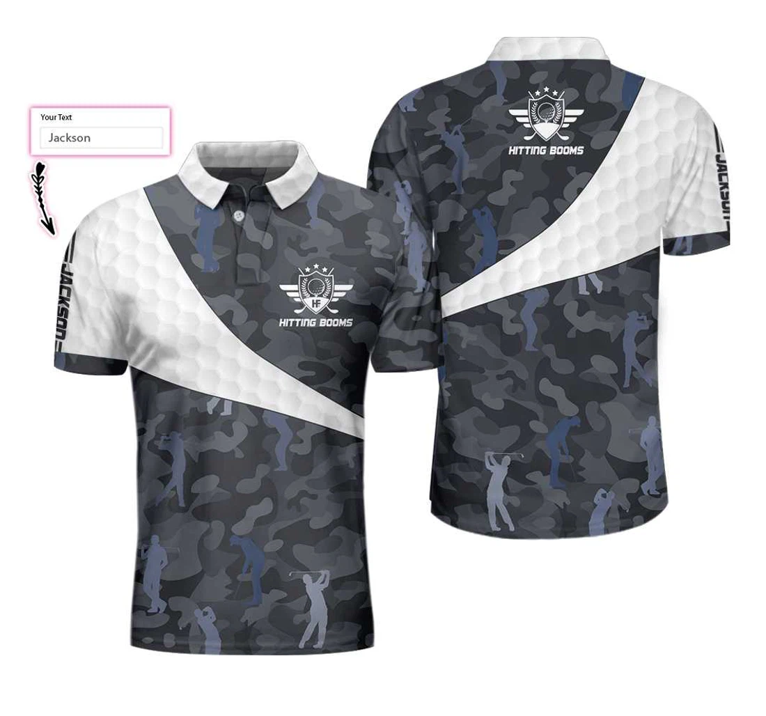 Hitting Booms Camo Pattern Custom Personalized Golf Pattern Best Golf For - Polo Shirt