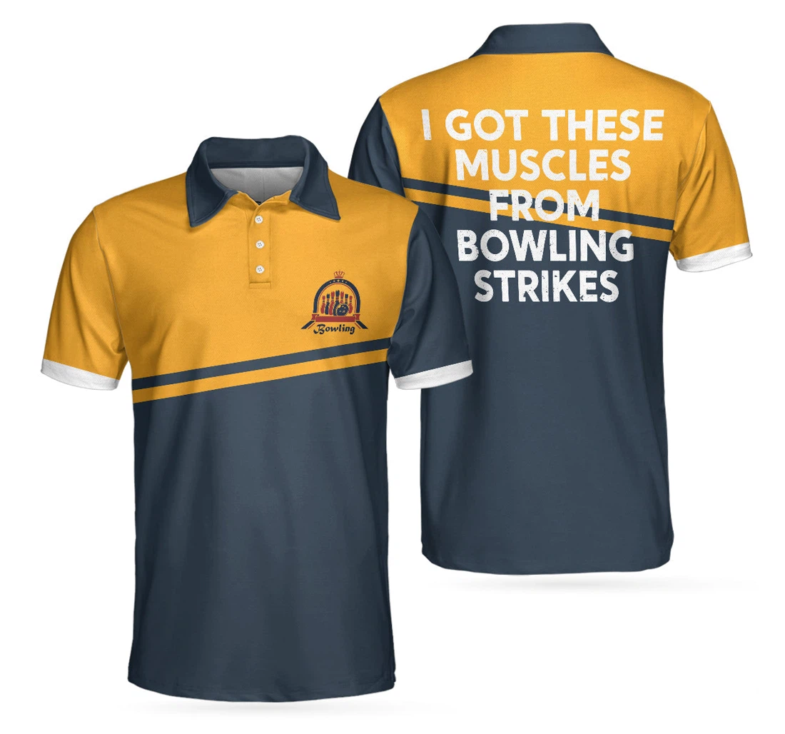 Personalized I Got These Muscles From Bowling Strikes Bowling Bowling For - Polo Shirt