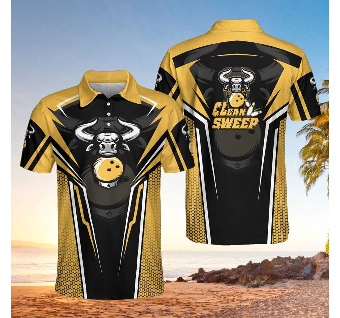 Personalized Clean Sweep Yellow Bull Bowling Digital Bowling Alley Best Bowling For - Polo Shirt