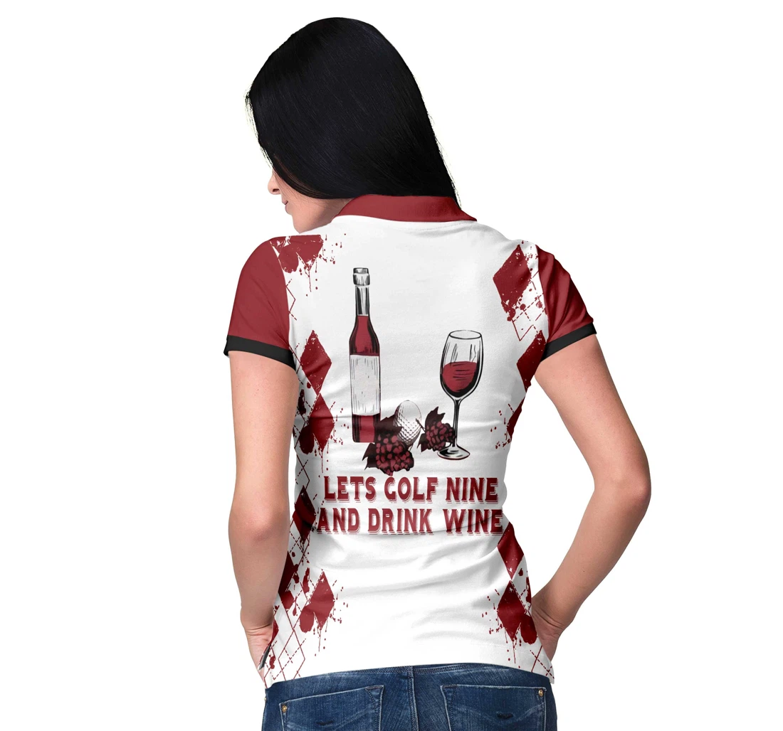 Personalized Golf Nine And Drink Wine - Polo Shirt