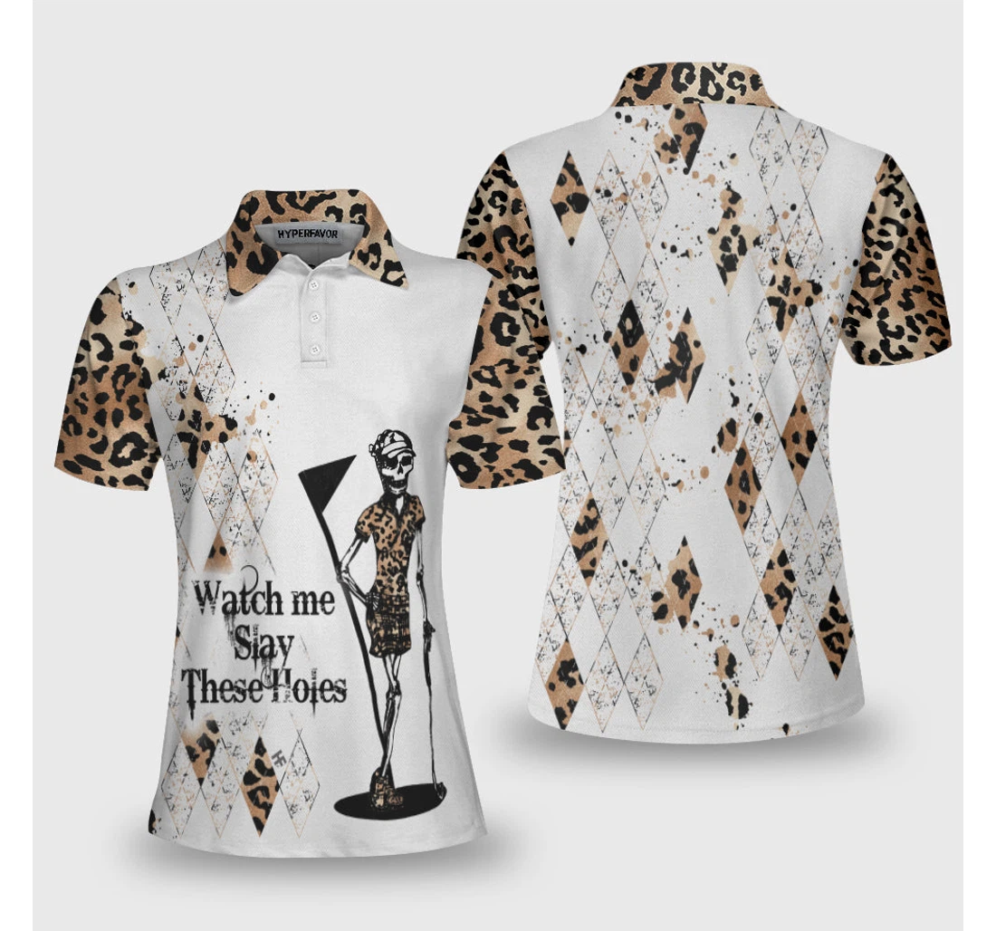 Personalized Watch Me Slay These Holes Panther Skin Pattern - Polo Shirt