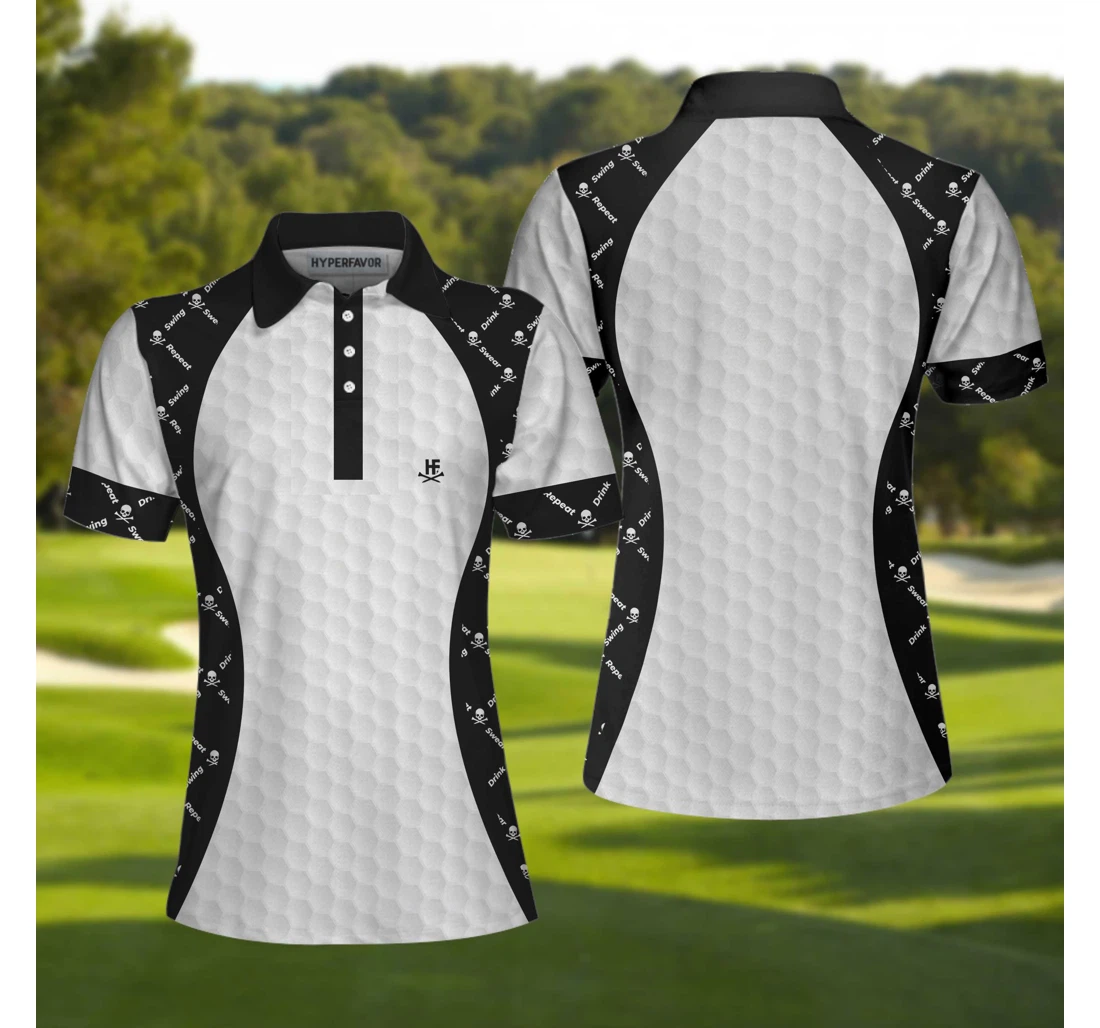 Personalized Swing Swear And Repeat With Skull Argyle Pattern Golf Basic Ladies Golfing - Polo Shirt