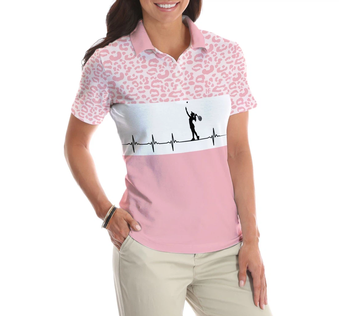 Personalized Pink Tennis Leopard Best Tennis Leopard Pattern Tennis For Female Players - Polo Shirt