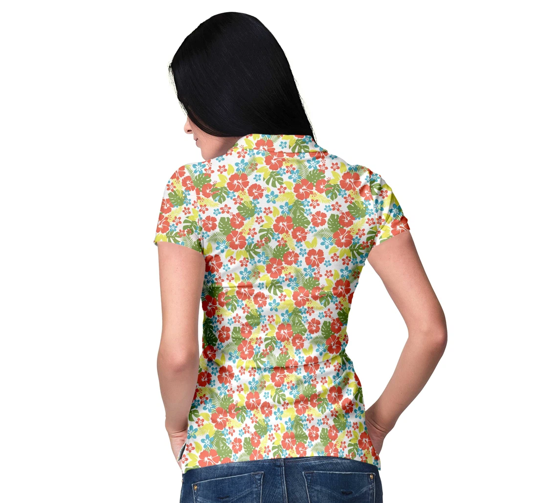 Personalized Tropical Flowers Pattern - Polo Shirt