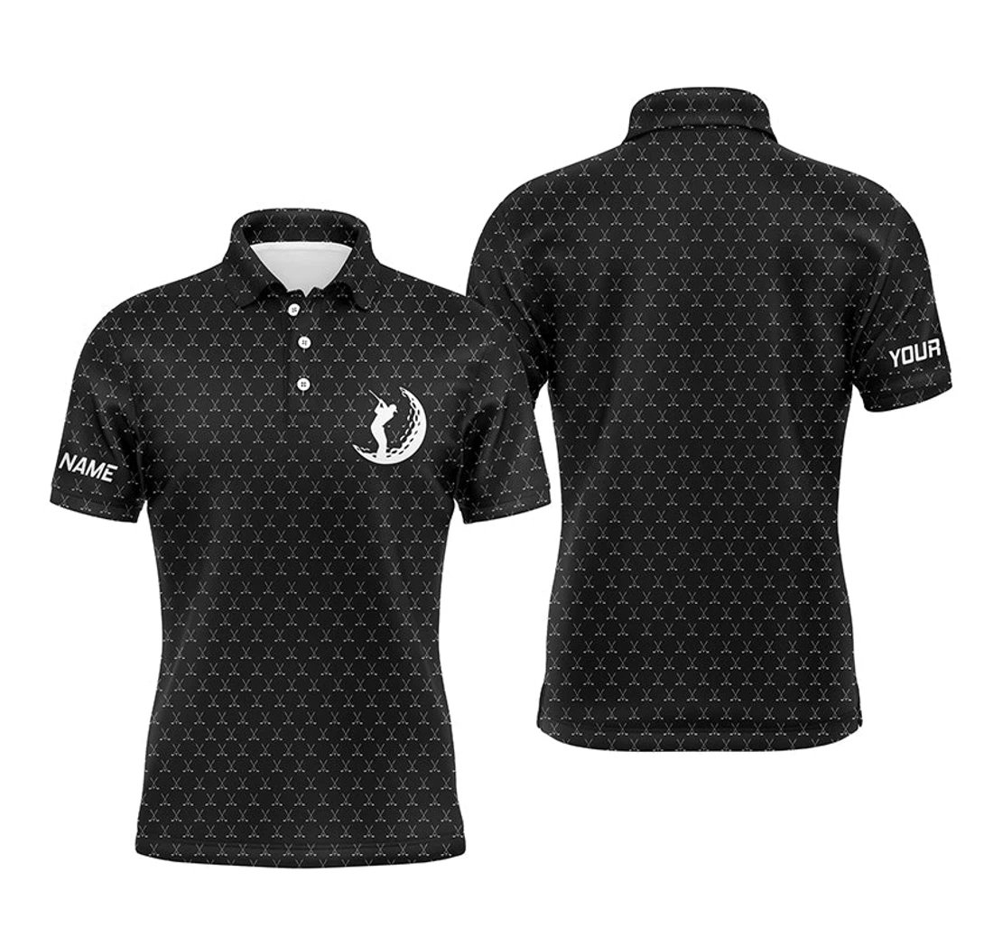 Golf Upf Shirts Custom Name Funny Golf Pattern Black Ttv85 - Polo Shirt