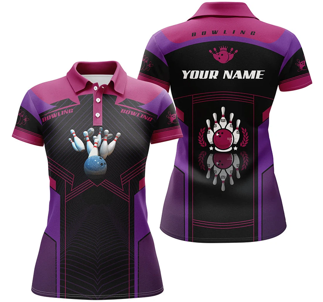 Personalized Purple Bowling Shirts For Custom Gift For Girl Bowlers Nqs4623 - Polo Shirt