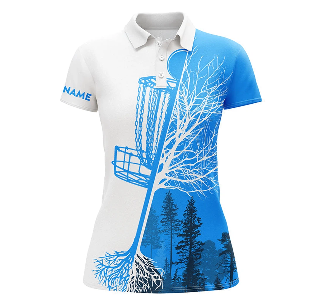 Disc Golf Custom Name Blue White Disc Golf Basket Personalized Disc Golf Shirts Nqs4546 - Polo Shirt