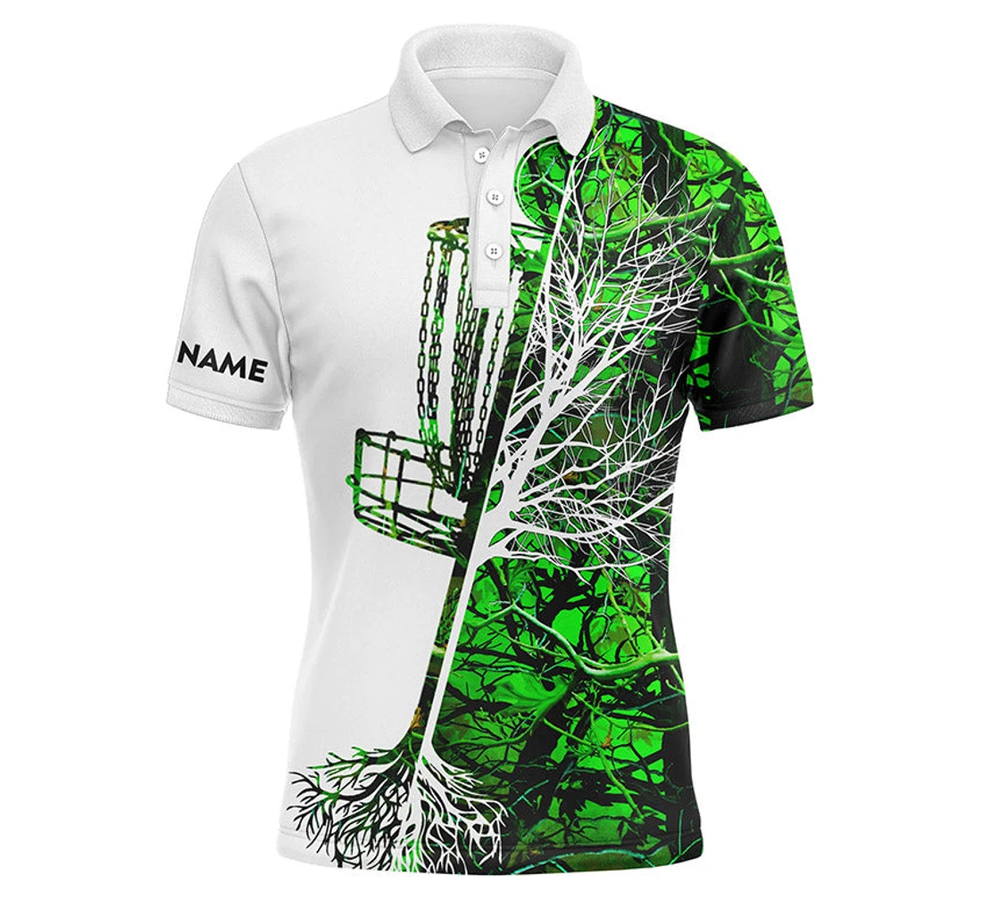 Disc Golf Custom Name Green Camo Disc Golf Basket Personalized Disc Golf Shirts Nqs4632 - Polo Shirt