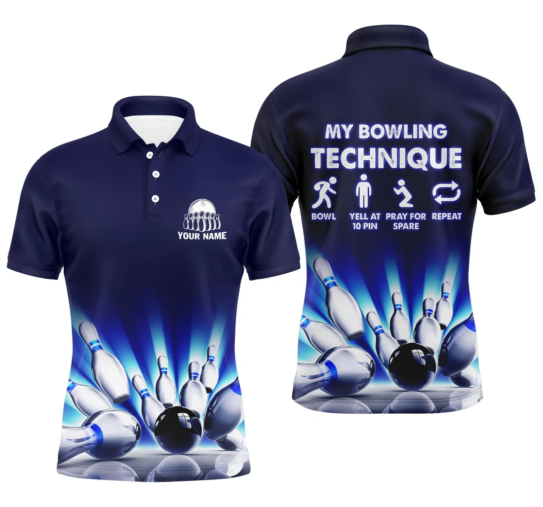 My Bowling Technique Custom Funny Bowling Shirts For Personalized Team Bowling Jerseys Nqs4674 - Polo Shirt