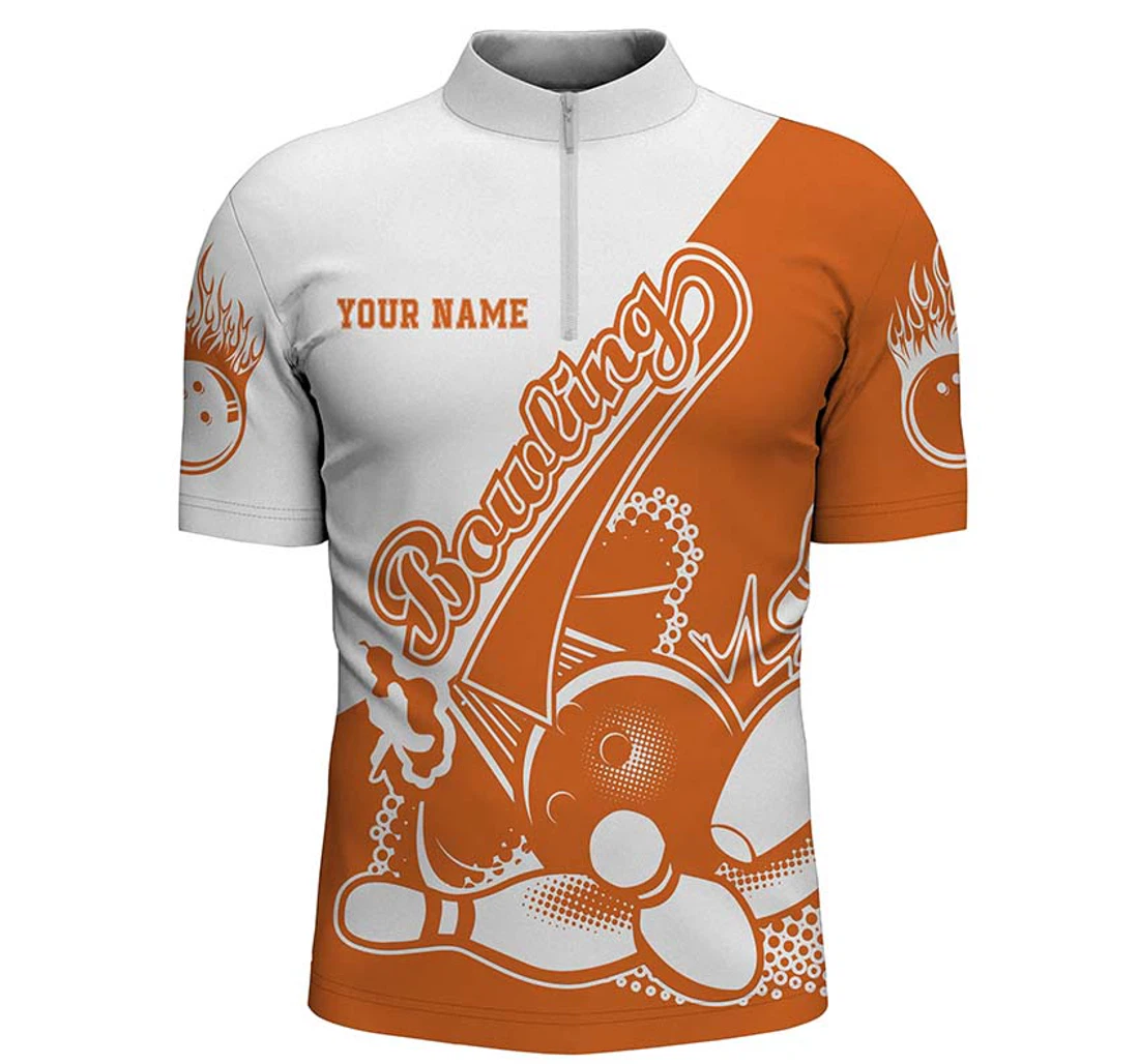 Orange Custom Bowling Team Shirts Quarter-zip Bowling Jerseys For And Iphw3789 - Polo Shirt