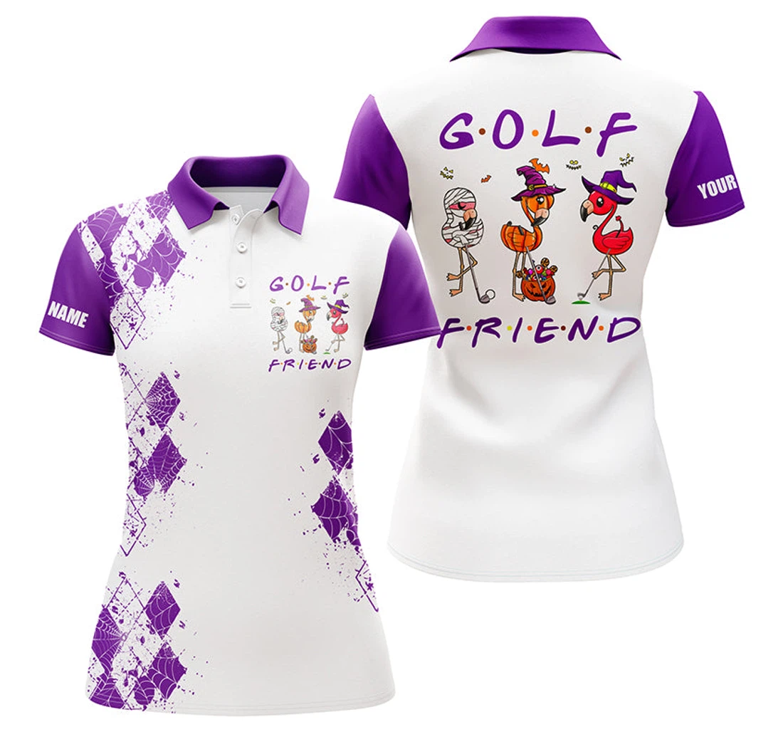 Funny Halloween Golf Custom Golf - Flamingo Golf Friend Halloween Purple Nqs3928 - Polo Shirt