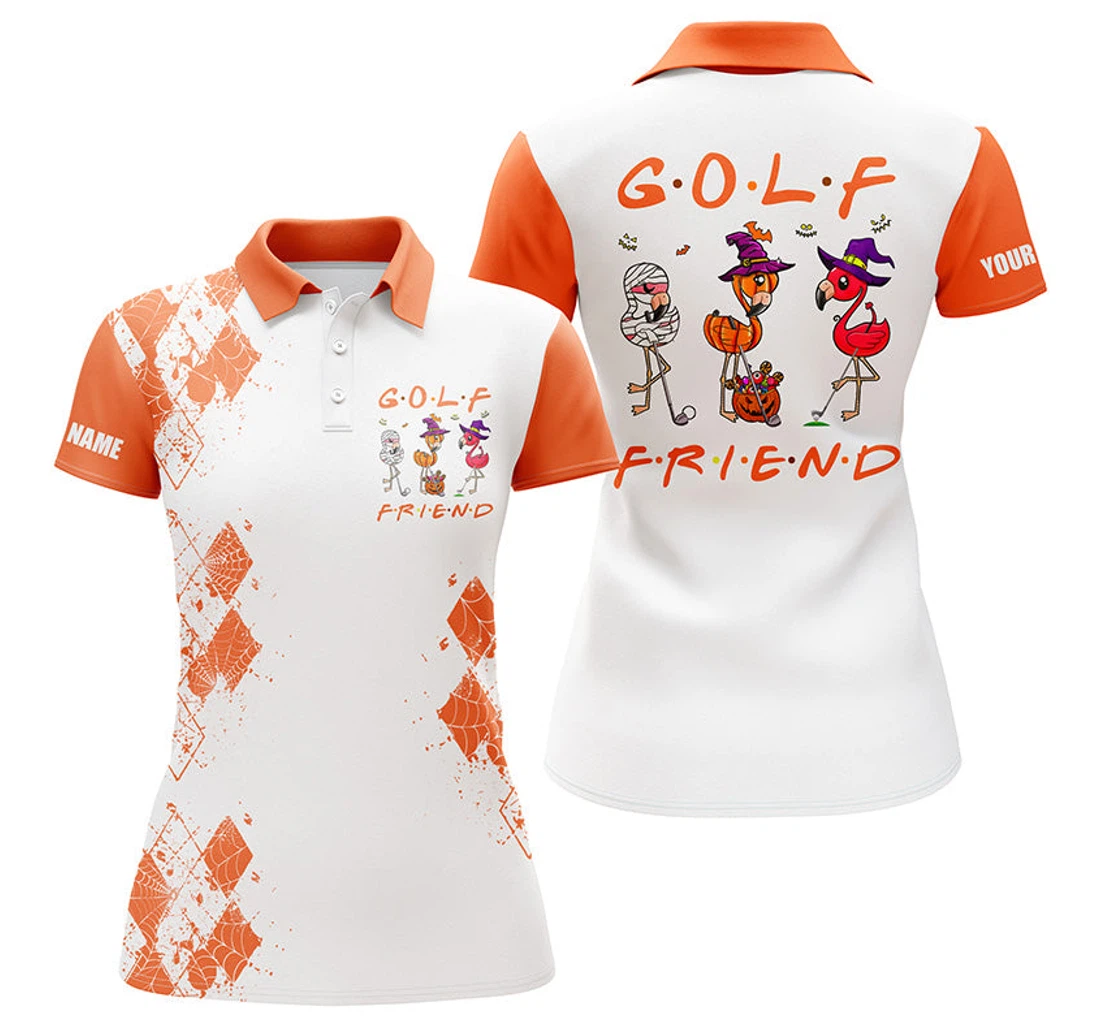 Funny Halloween Golf Custom Name Golf - Flamingo Golf Friend Halloween Nqs3895 - Polo Shirt