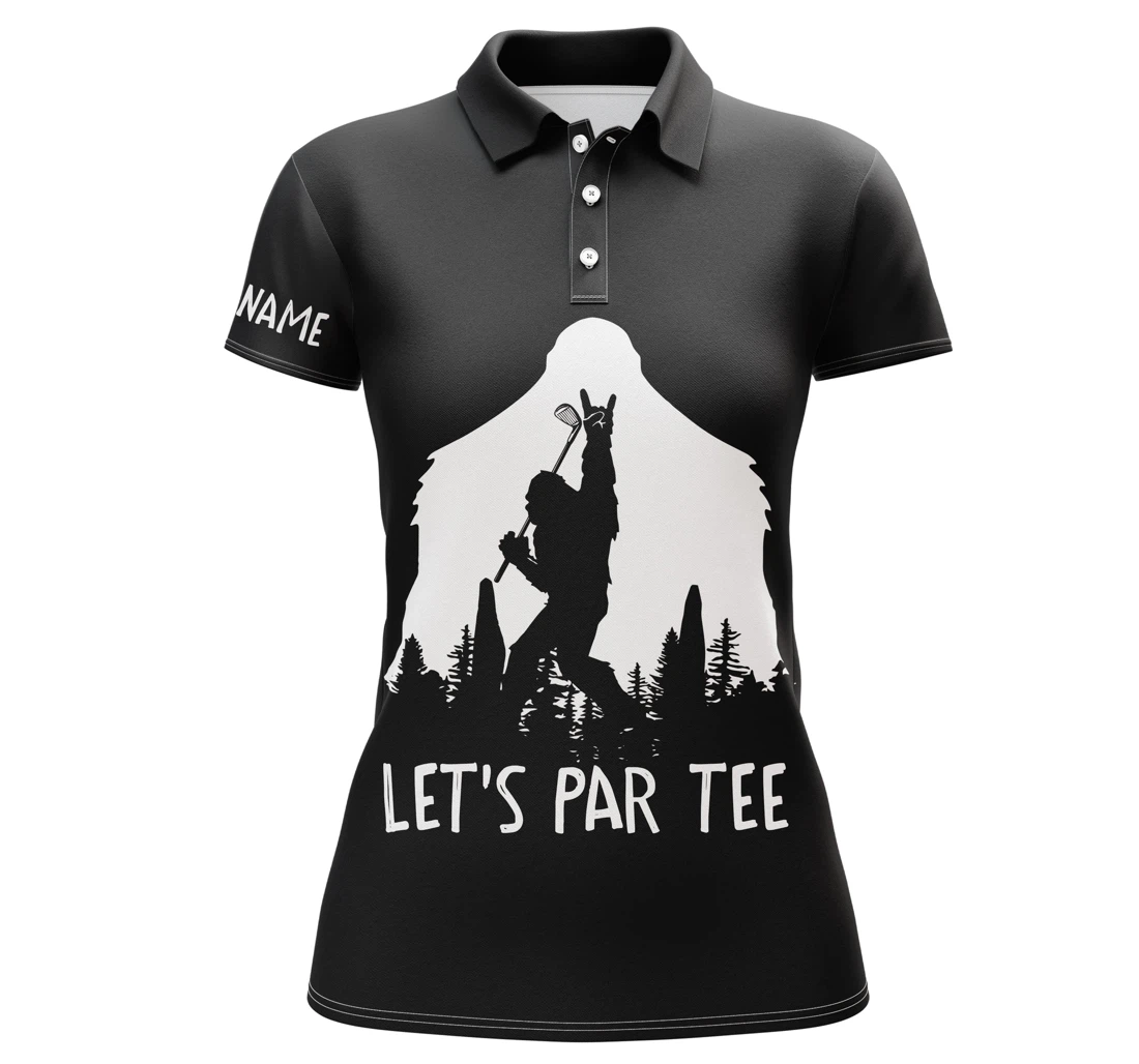 Funny Bigfoot Golf Shirts Golf Lets Par Tee Custom Name Black Golf Nqs3839 - Polo Shirt