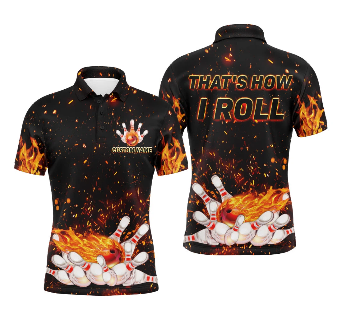 Men's Flame Bowling That's How I Roll Custom Name Bowlers Nbp92 - Polo Shirt