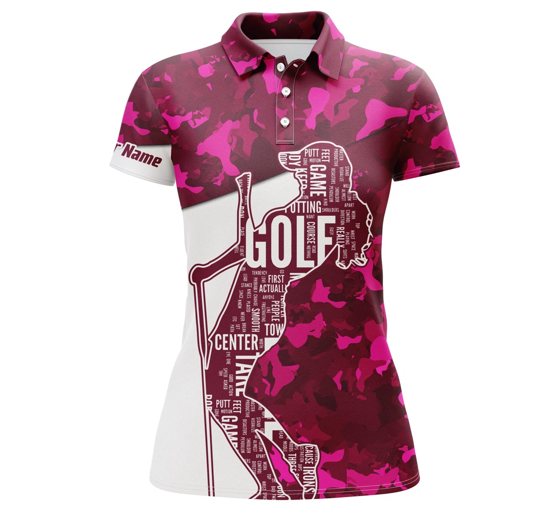 Personalized Golf Shirts Pink Camo Golf Team Custom Golf Gifts For Girl Nqs4298 - Polo Shirt