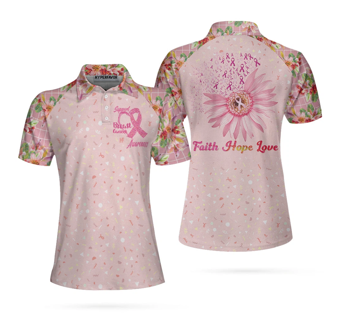 Personalized Fight Love Hope Breast Cancer Awareness - Polo Shirt