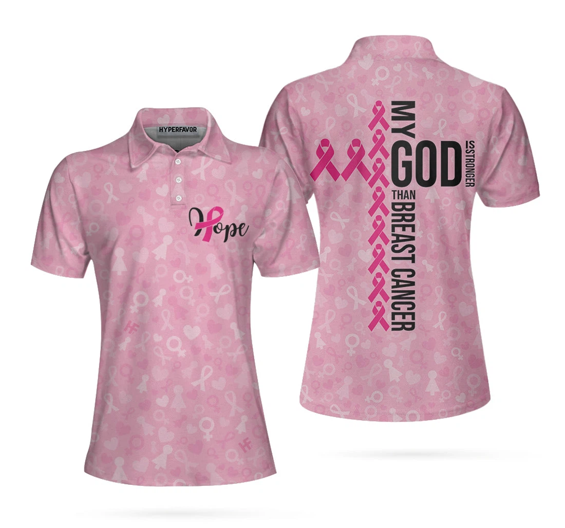 Personalized My God Is Stronger Than Breast Cancer Awareness - Polo Shirt