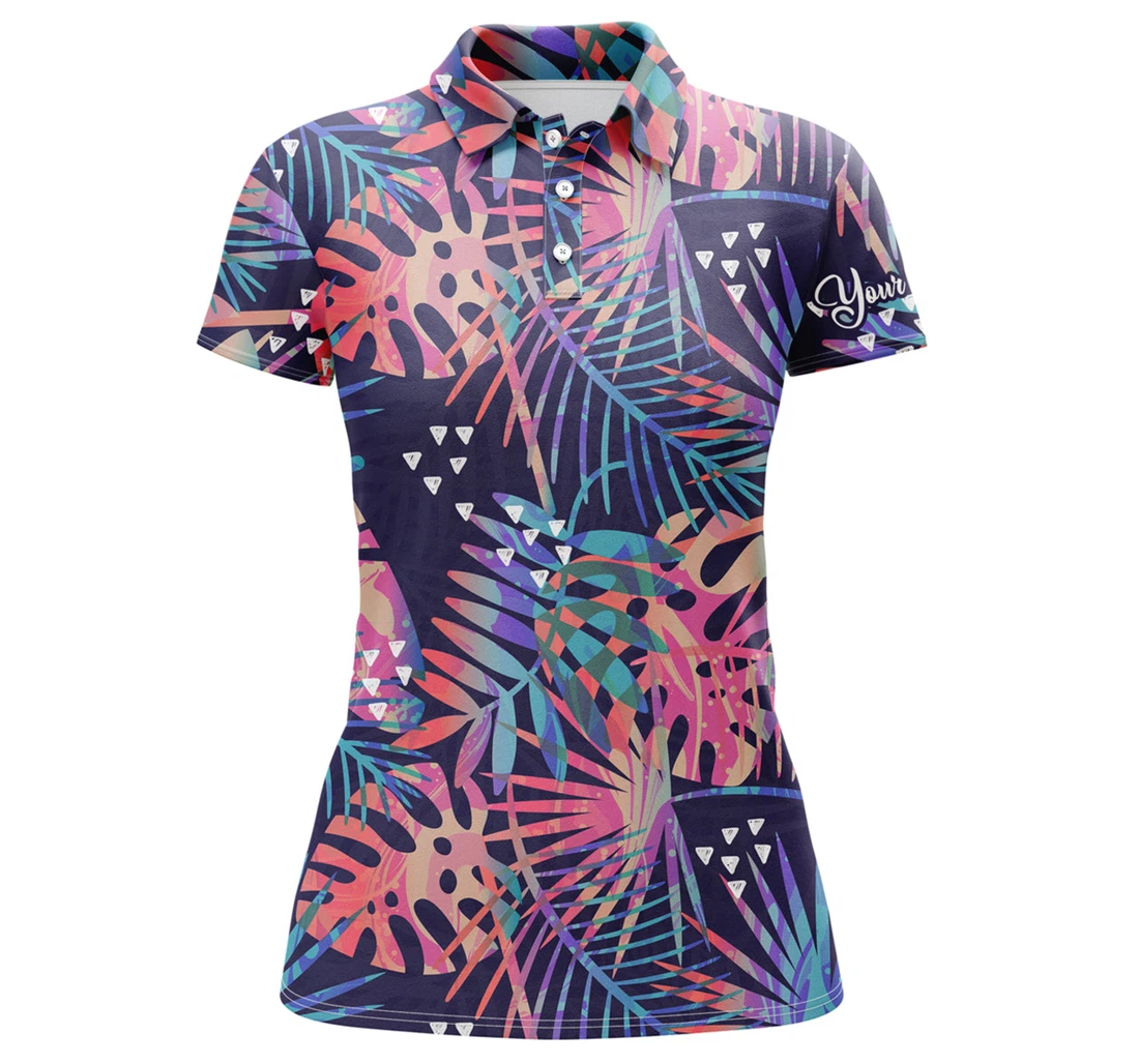 Golf With Colorful Tropical Plants And Palm Leaves Custom Team Golf Shirts Nqs3713 - Polo Shirt