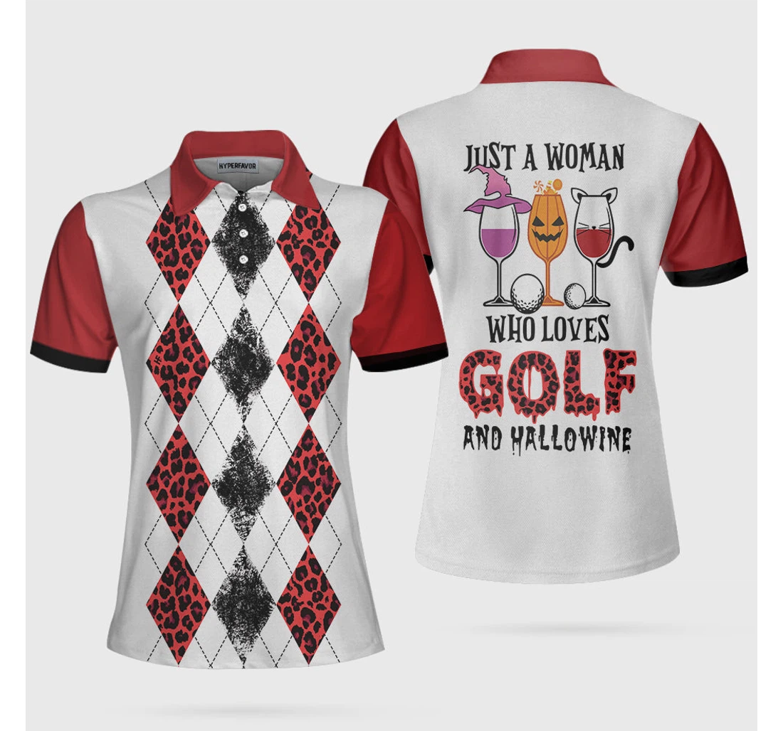 Personalized Just A Who Loves Golf And Hallowine Golf Halloween Golf For Ladies - Polo Shirt