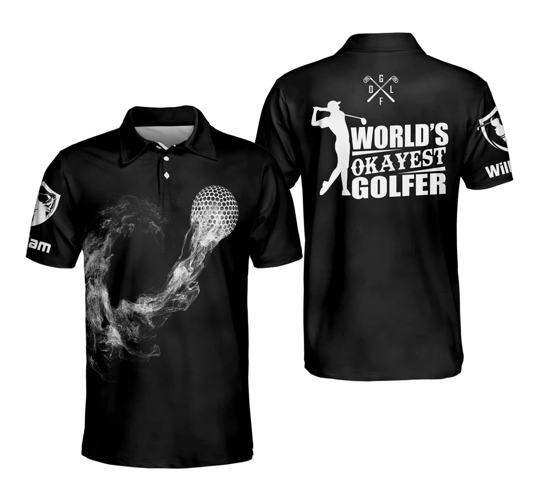 Personalized Funny Golf Shirts For Okayest Golfer With Smoke Golf Men's Golf Shirts Dry Fit Gm0125 - Polo Shirt