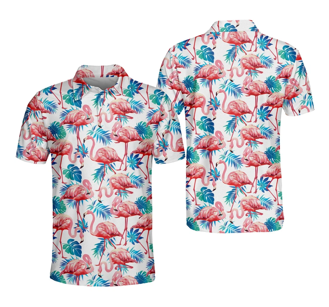 Personalized Floral Golf Shirts Tropical Golf Shirts For Flamingo Golf Tropical Shirts Floral Shirts Dry Fit Gm0256 - Polo Shirt