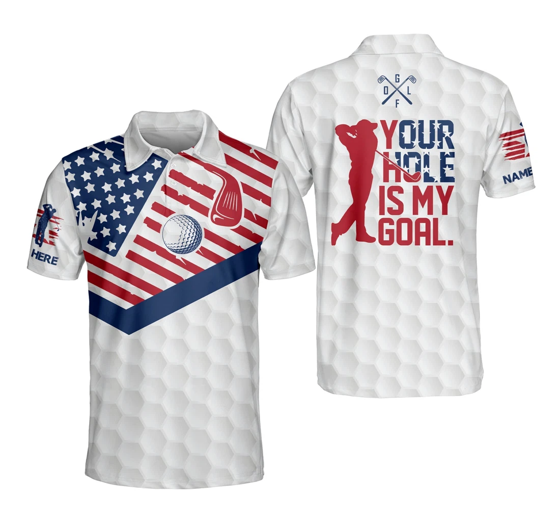 Personalized Funny Golf Shirts For Your Hole Is My Goal Men's Patriotic Golf Shirts Dry Fit Gm0126 - Polo Shirt