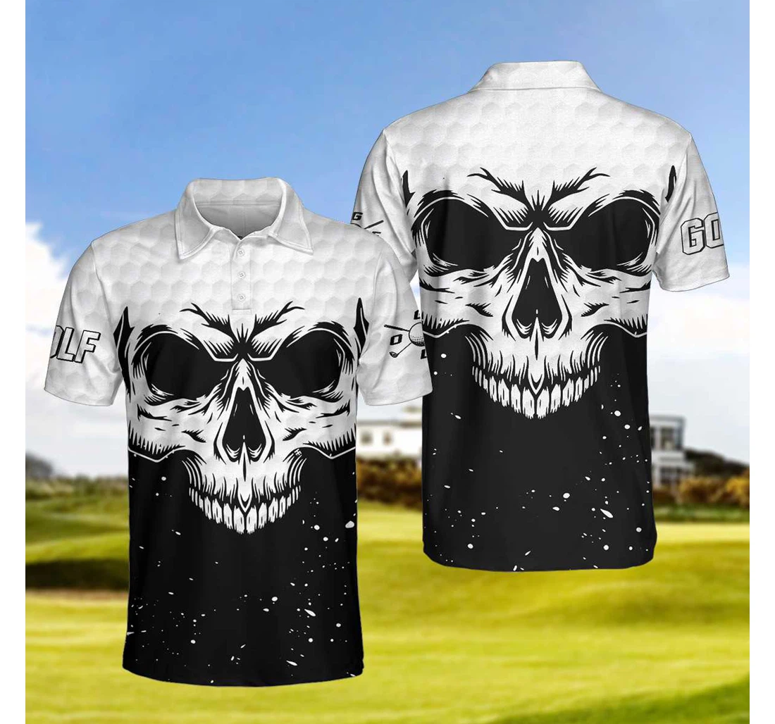 Personalized Golf Skull Pattern Black And White Golf Pattern Best Golf For - Polo Shirt