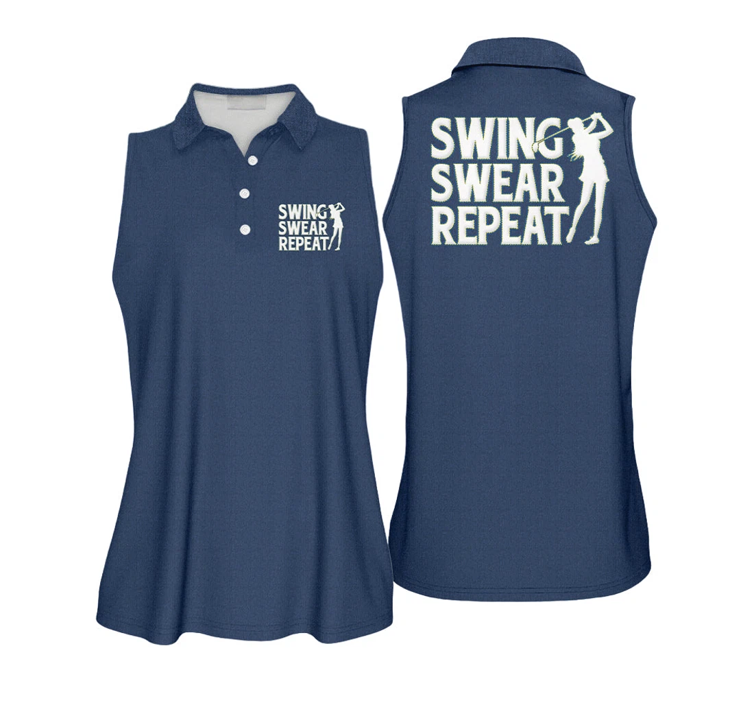 Personalized Swing Swear Repeat Golf Jeans Imitation Fabric For I0233 - Polo Shirt