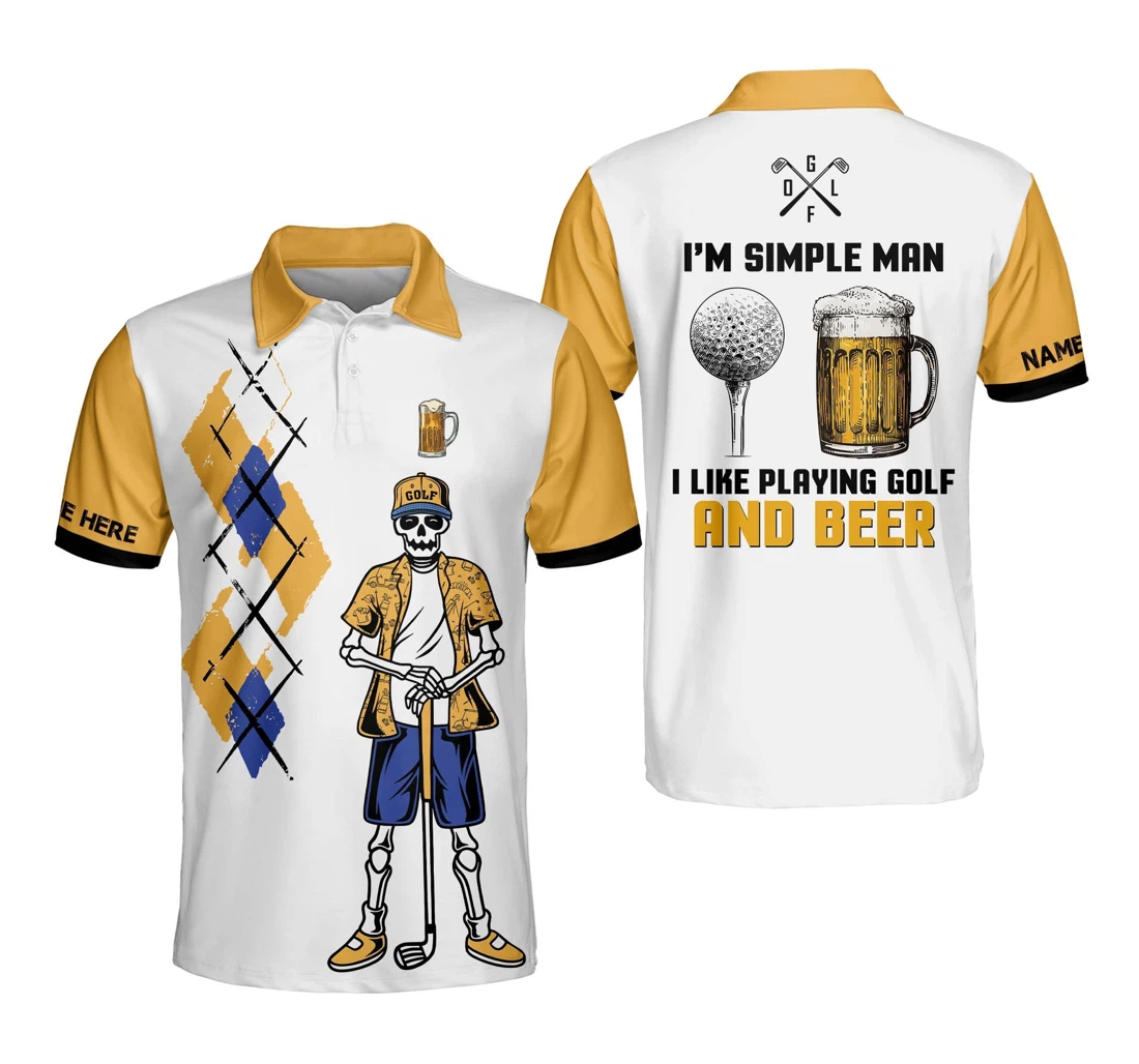 Personalized Funny Skull Golf For I'm A Simple Man I Like Playing Golf And Beer Shirts For Gm0154 - Polo Shirt