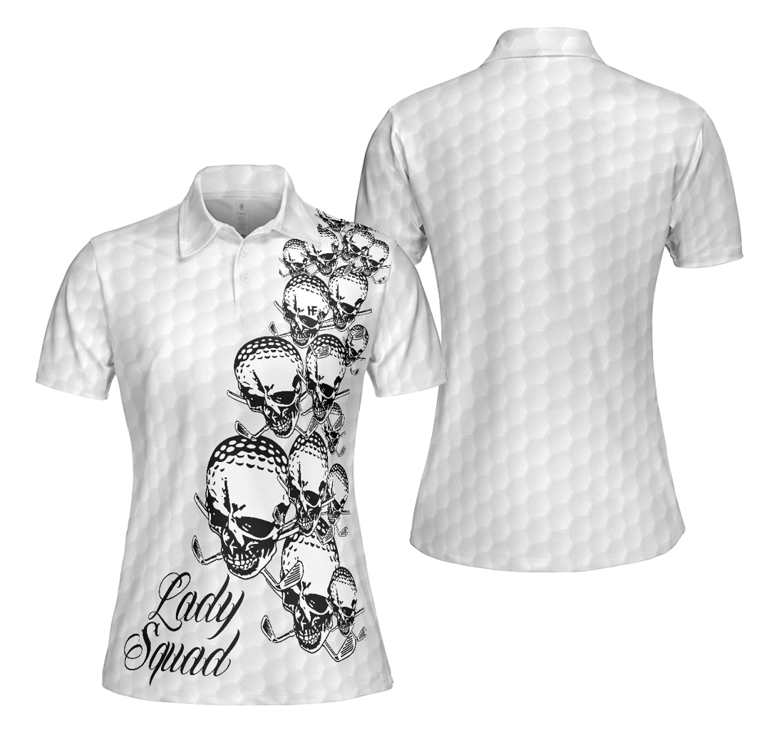 Personalized Golf Ball Texture With Skull Golf Black And White Skull Golf For Ladies - Polo Shirt
