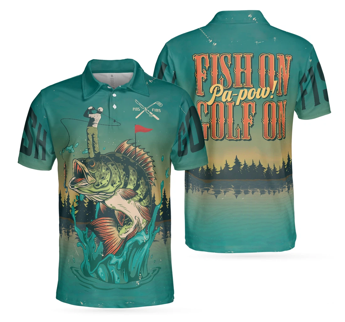 Personalized Fly Fishing And Golf Fish On Golf On Pa-pow Fishing Best Golf For Gift For Golfers And Fishing Lovers - Polo Shirt