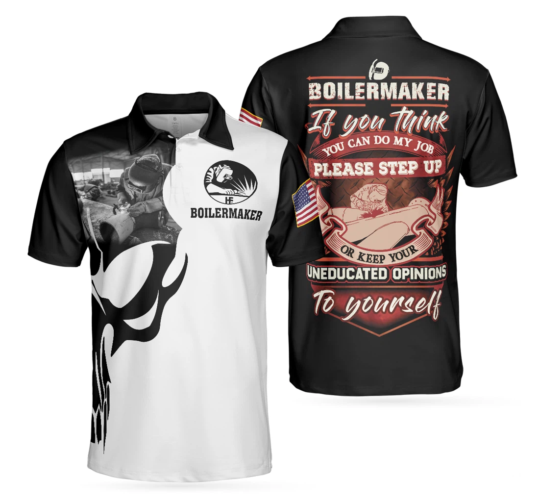 Personalized - Boilermaker Proud Black And White Skull Best Boilermaker For - Polo Shirt