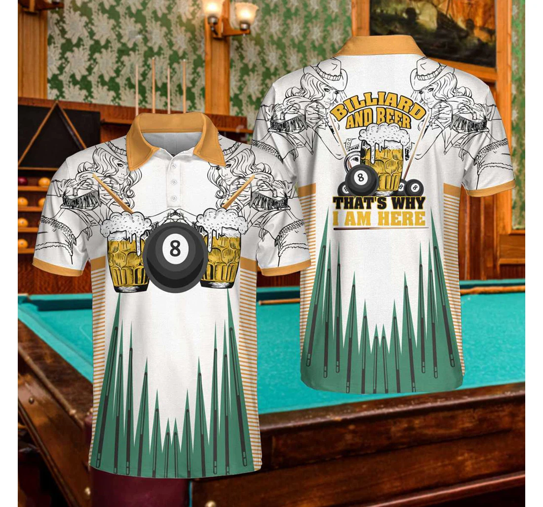 Personalized Billiards And Beer Cowgirl That's Why I Am Here Best Billiards For - Polo Shirt