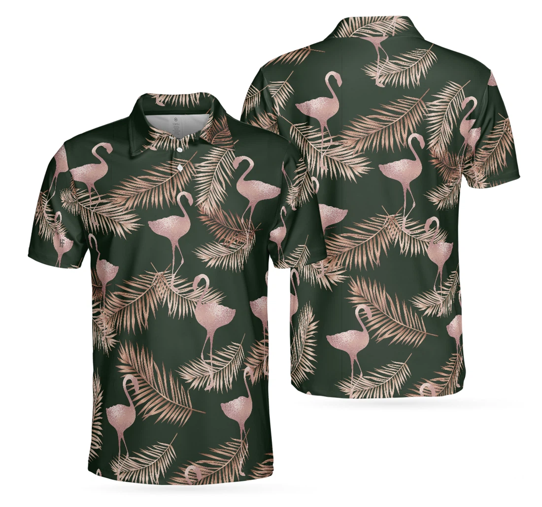 Personalized Flamingo Rose Gold Pattern Flamingo Themed For Adults Rose Gold Gift For Flamingo Lovers - Polo Shirt