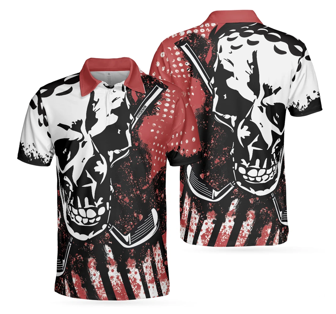 Personalized - Blade Golf Red Golf Skull Best Golf For - Polo Shirt
