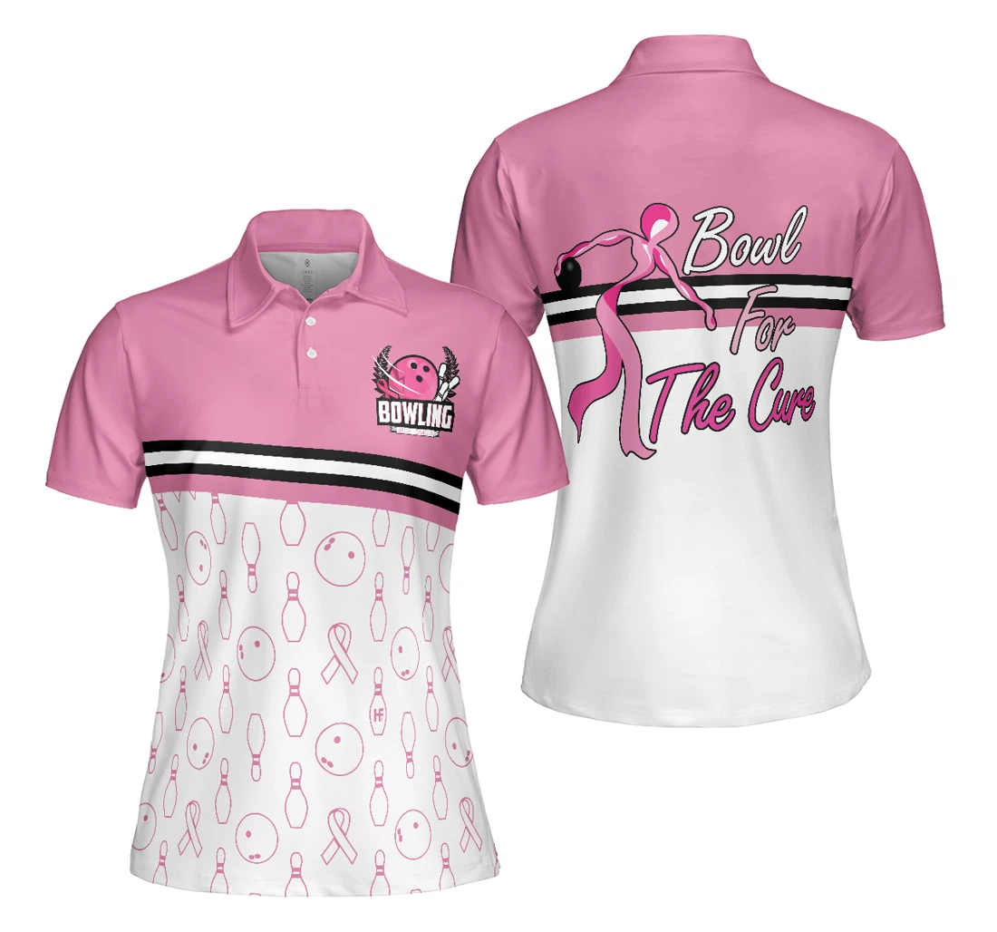 Personalized - Bowl For The Cure Breast Cancer Awareness For Ladies Pink Ribbon - Best For - Polo Shirt