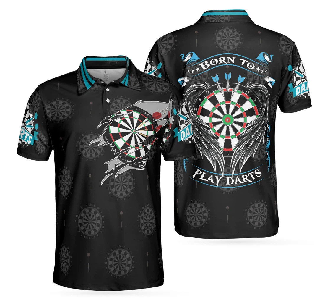 Personalized - Born To Play Darts For Black Darts Top Gift Idea For Male Darts Players - Best For - Polo Shirt