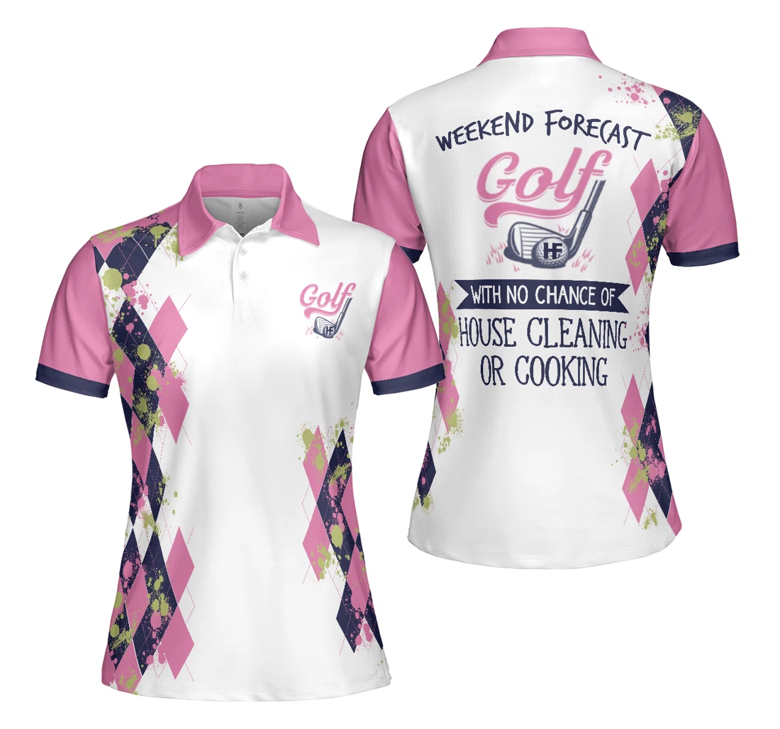 Personalized Golfing Weekend Forecast Golf Pink And White Golf For Best Gift For Golfers - Polo Shirt