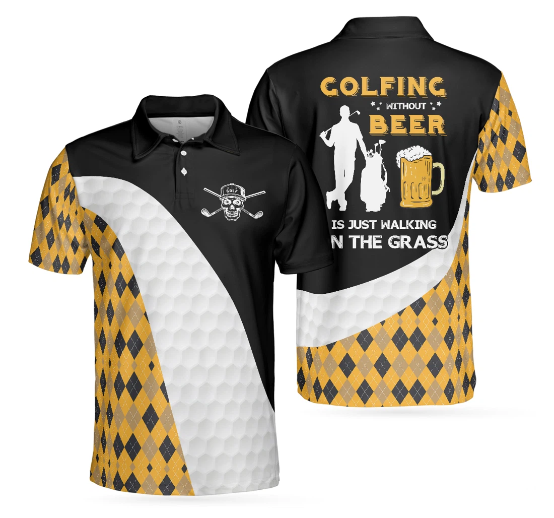 Personalized Funny Golfing Golfing Without Beer Is Just Walking On The Grass For Golf Gift For Golfers - Polo Shirt