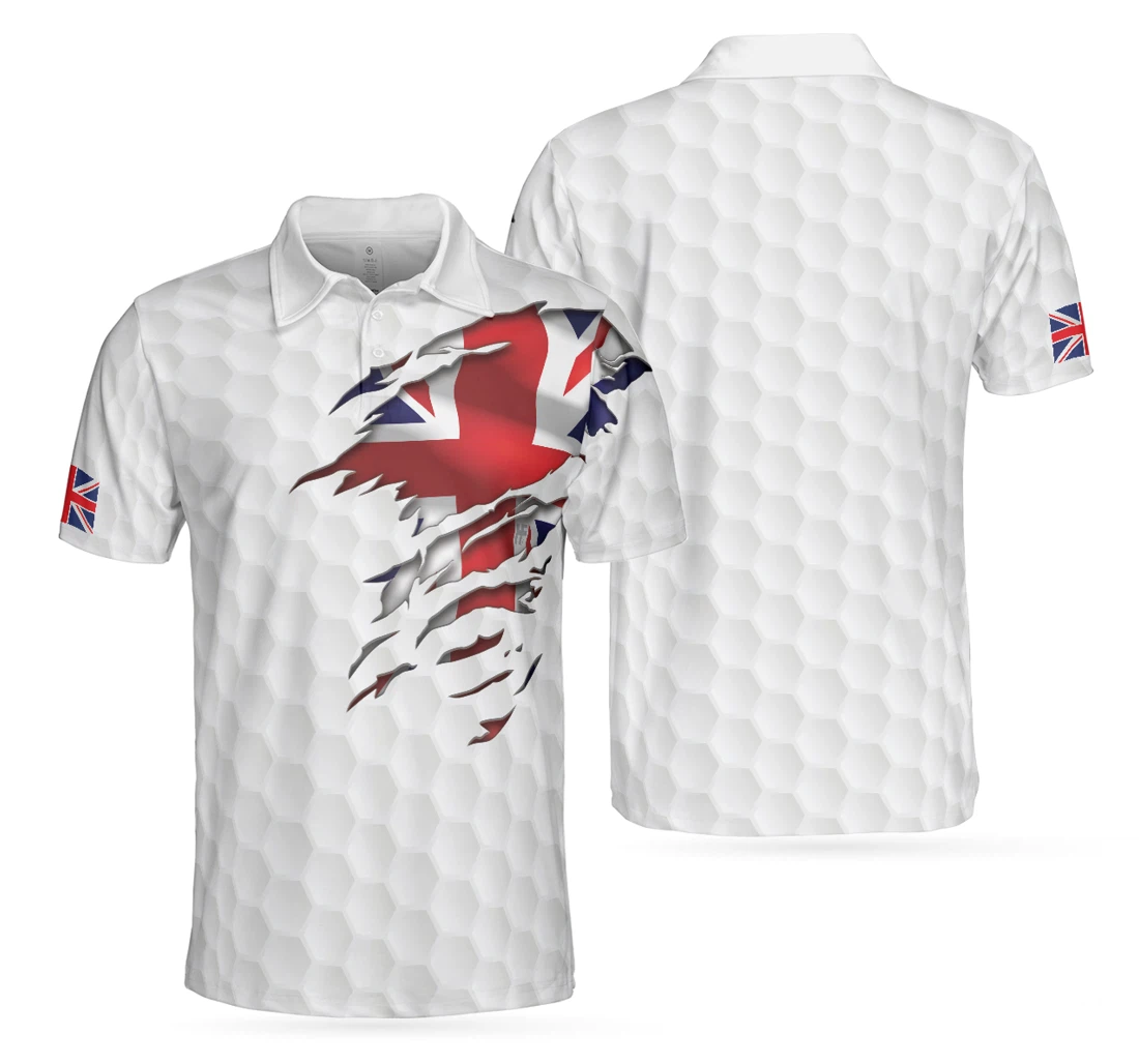 Personalized Golf Texture United Kingdom Great Britain Union Jack Uk Golf For Best Gift For Golfers - Polo Shirt