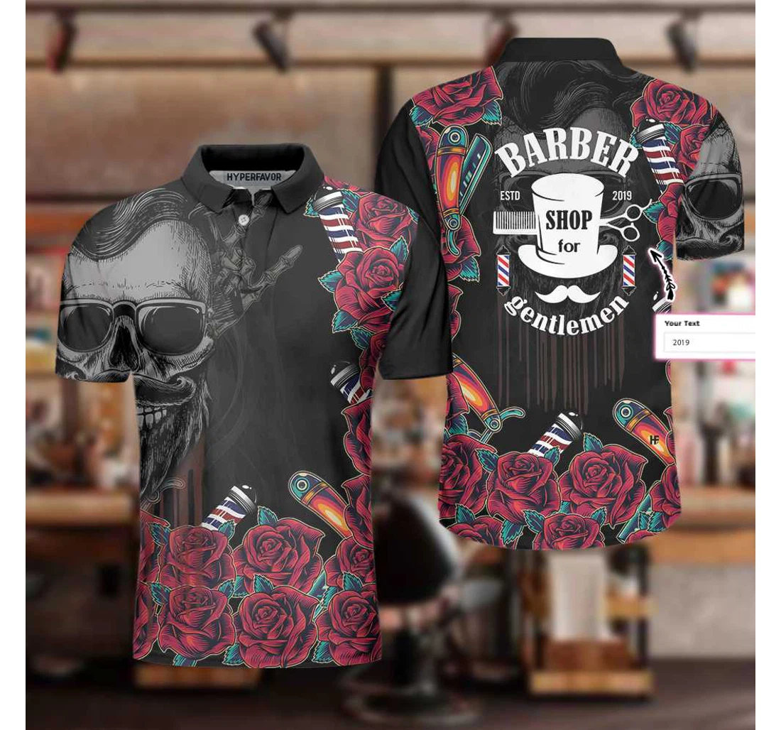 Barber Shop For Gentleman Custom Skull Barber Personalized Gift For Hairdressers - Polo Shirt