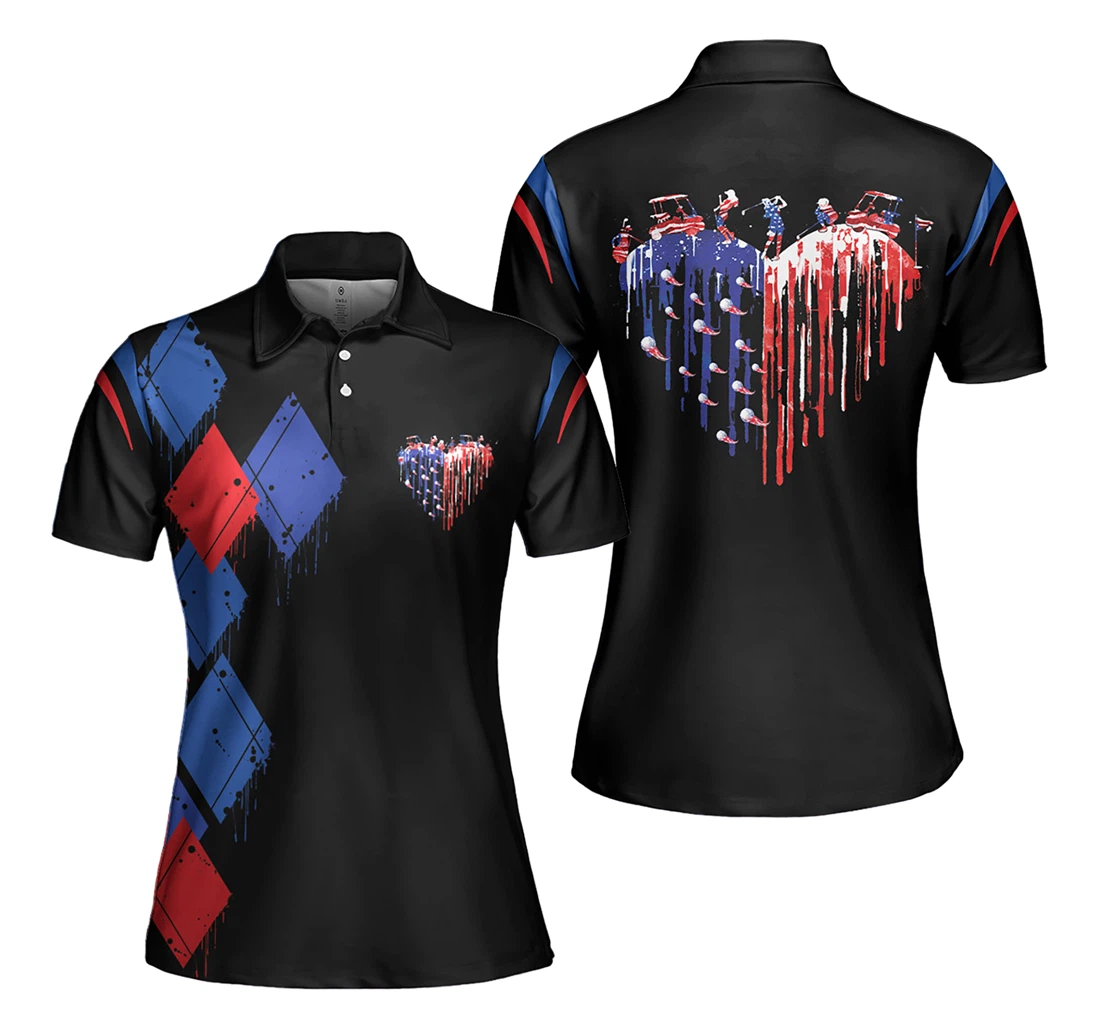 Personalized Paint Drip Heart Golfer H0301 - Polo Shirt