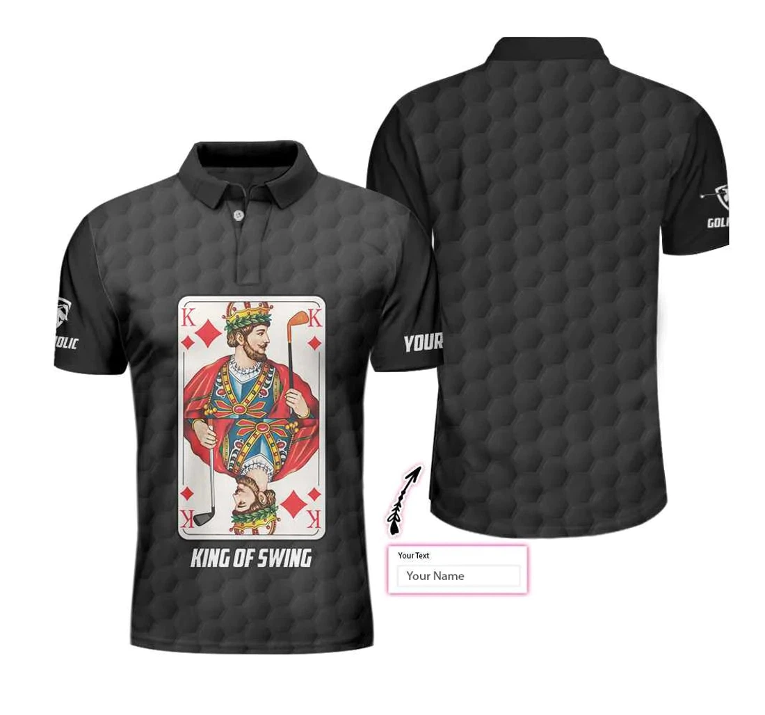 Personalized Golfing King Card King Of Swing Golf Custom Best Golf For Male - Polo Shirt