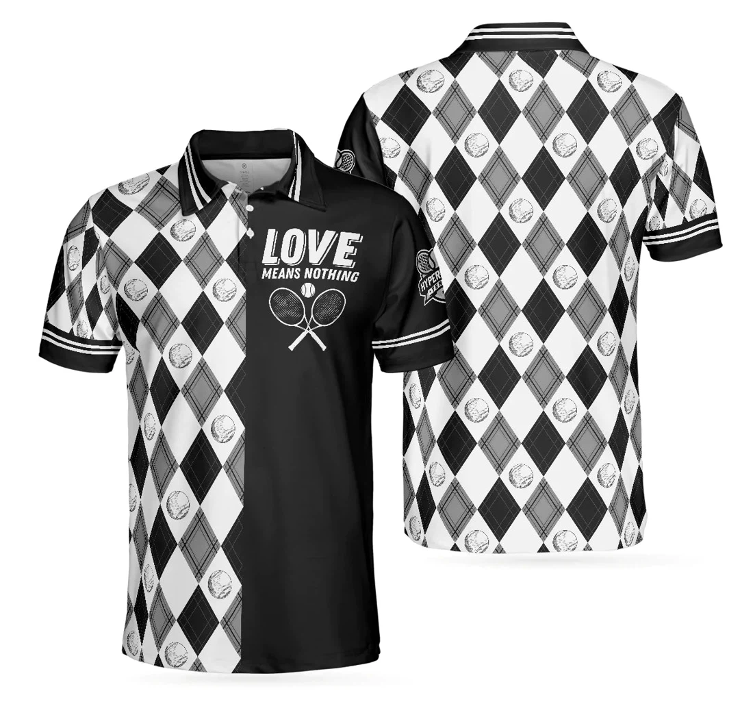 Personalized - Love Means Nothing Tennis - Gift For Tennis Player - Tennis Ball Argyle Pattern - Polo Shirt