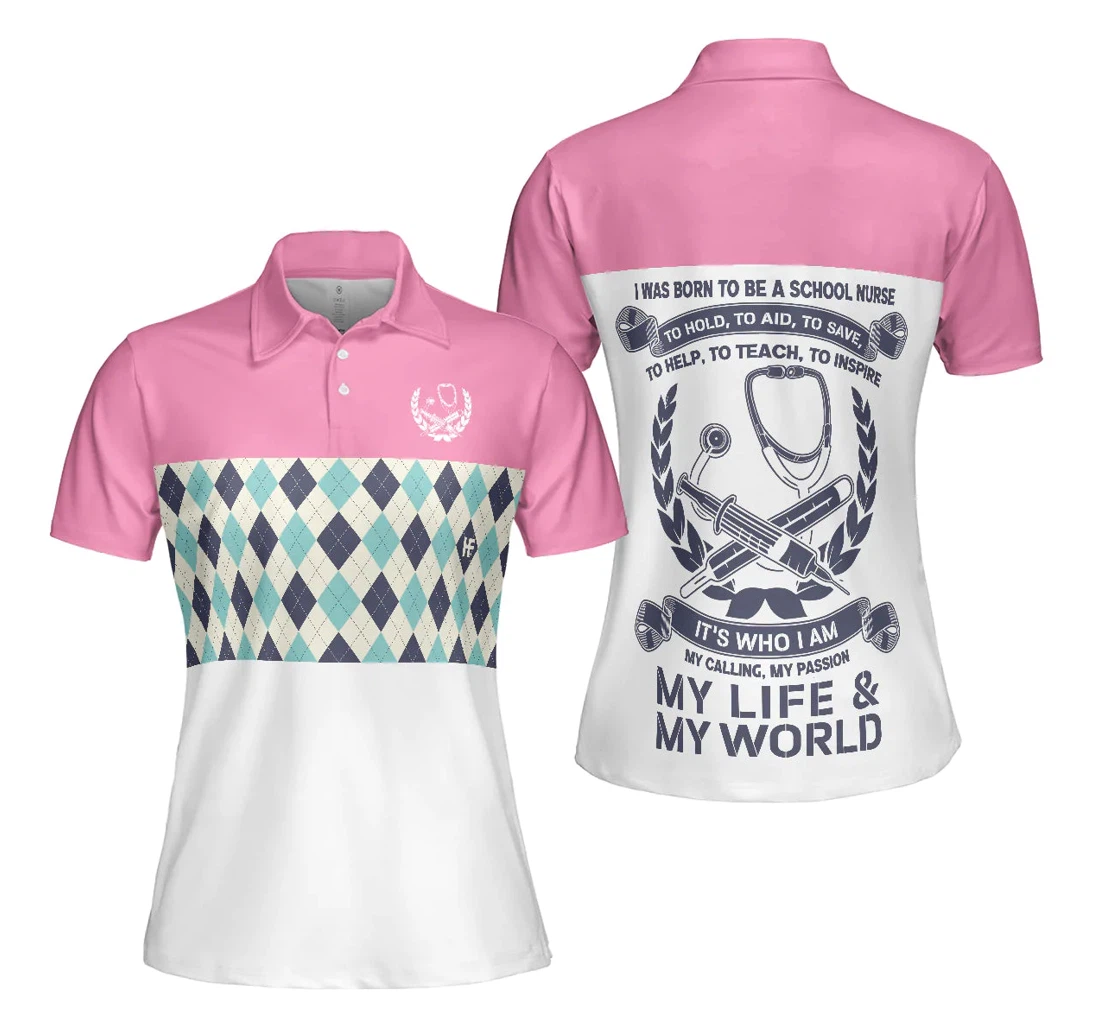 Personalized Argyle Pattern Nurses I Was Born To Be A School Nurse For Nurses Nurse Vibes - Polo Shirt