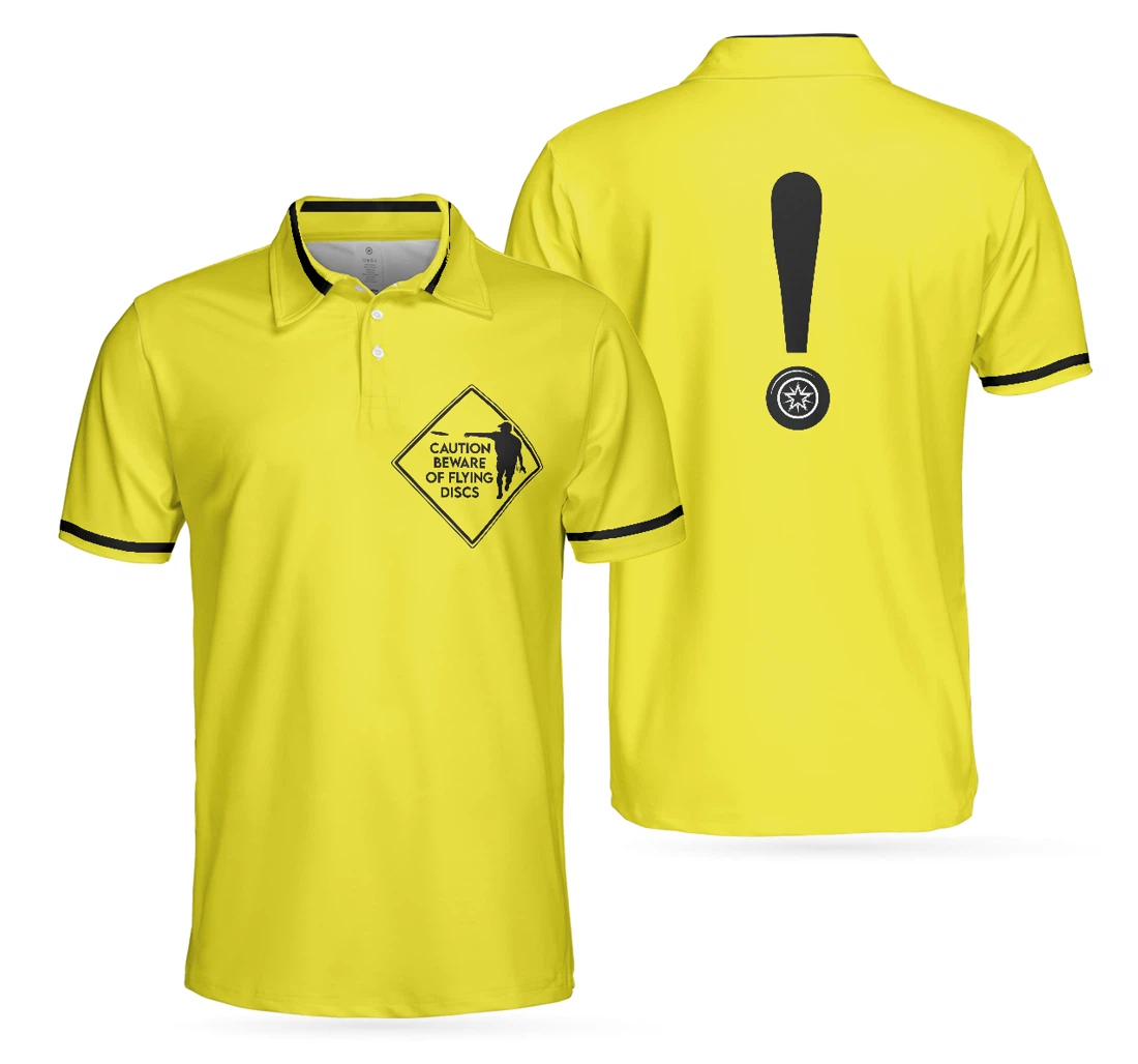 Personalized Caution Beware Of Flying Discs Yellow Skull Best Golf For Gift For Golfers - Polo Shirt